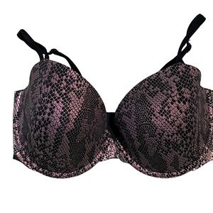 Victorias Secret bra 34DDD iridescent black rose gold lined demi